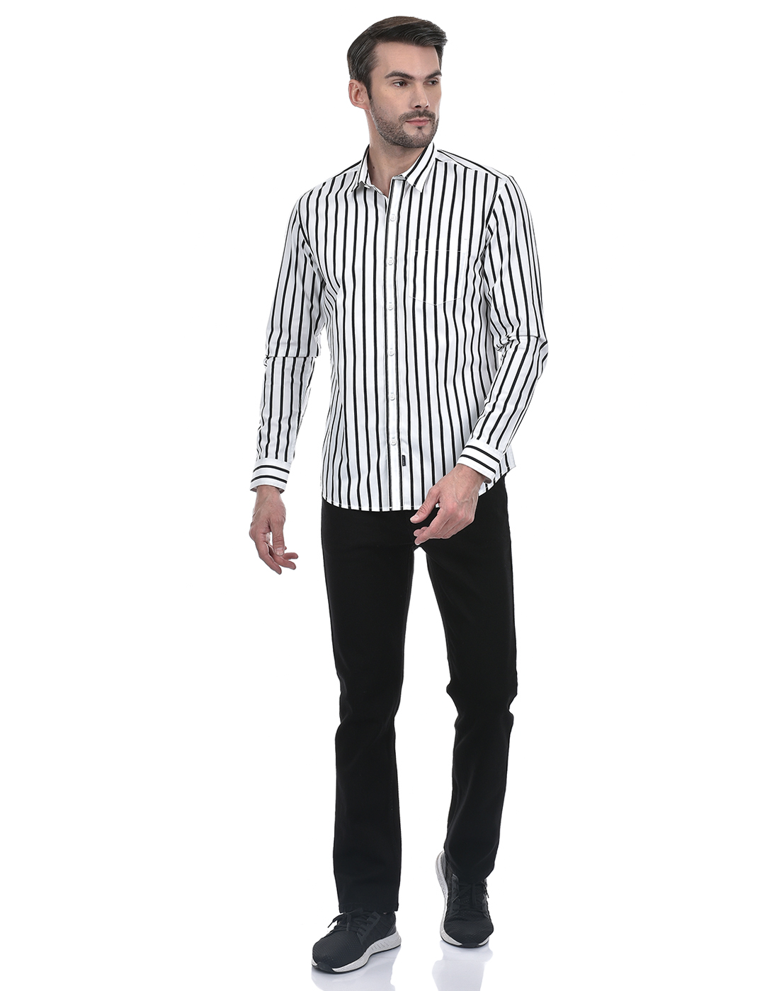 Numero Uno Men Striped White Shirt